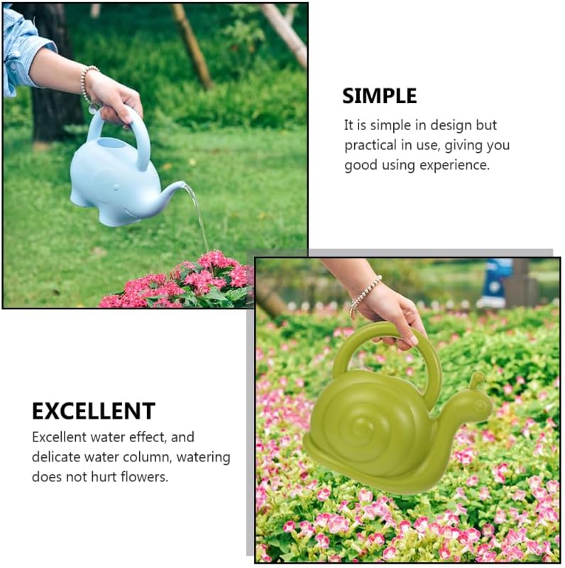 2Pcs Animal Watering Can - Small Water Can Plant Watering Pot for Indoor Outdoor Garden Plants, Adorable Elephant Snail Design