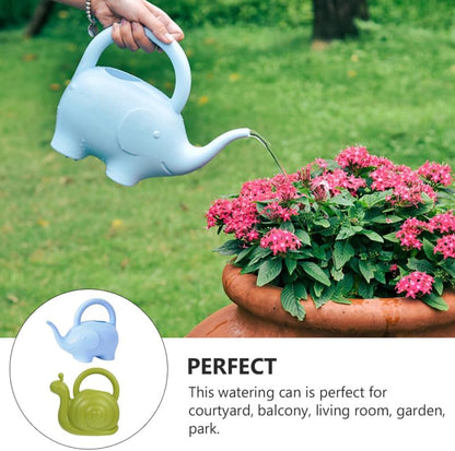 2Pcs Animal Watering Can - Small Water Can Plant Watering Pot for Indoor Outdoor Garden Plants, Adorable Elephant Snail Design