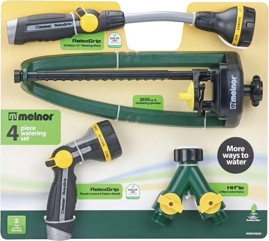 RelaxGrip 8-Pattern Wand Nozzle, 2650 sq. ft. Oscillating Sprinkler, HiFlo 2-Way Control Valve Kit