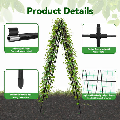 Cucumber Trellis - 49.4"*49.4" Metal Garden Trellis for Climbing Plants, Garden Trellis with Plastic-Coated Steel Pipe, A Frame Trellis for Cucumbers, Peas, Morning Glories(Black)