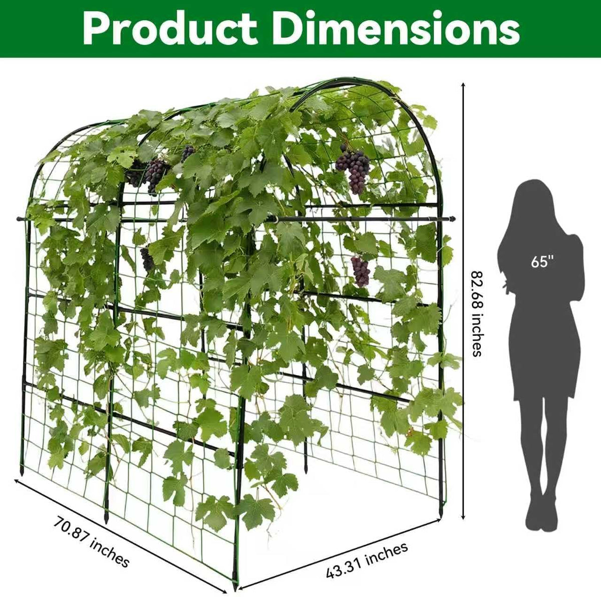 Cucumber Trellis - 49.4"*49.4" Metal Garden Trellis for Climbing Plants, Garden Trellis with Plastic-Coated Steel Pipe, A Frame Trellis for Cucumbers, Peas, Morning Glories(Black)