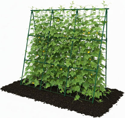 Cucumber Trellis - 49.4"*49.4" Metal Garden Trellis for Climbing Plants, Garden Trellis with Plastic-Coated Steel Pipe, A Frame Trellis for Cucumbers, Peas, Morning Glories(Black)
