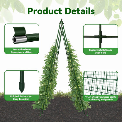 Cucumber Trellis - 49.4"*49.4" Metal Garden Trellis for Climbing Plants, Garden Trellis with Plastic-Coated Steel Pipe, A Frame Trellis for Cucumbers, Peas, Morning Glories(Black)