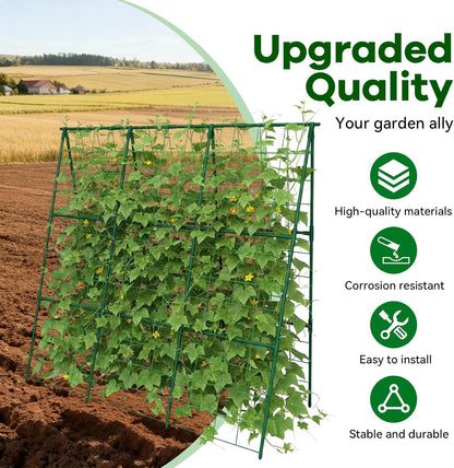 Cucumber Trellis - 49.4"*49.4" Metal Garden Trellis for Climbing Plants, Garden Trellis with Plastic-Coated Steel Pipe, A Frame Trellis for Cucumbers, Peas, Morning Glories(Black)
