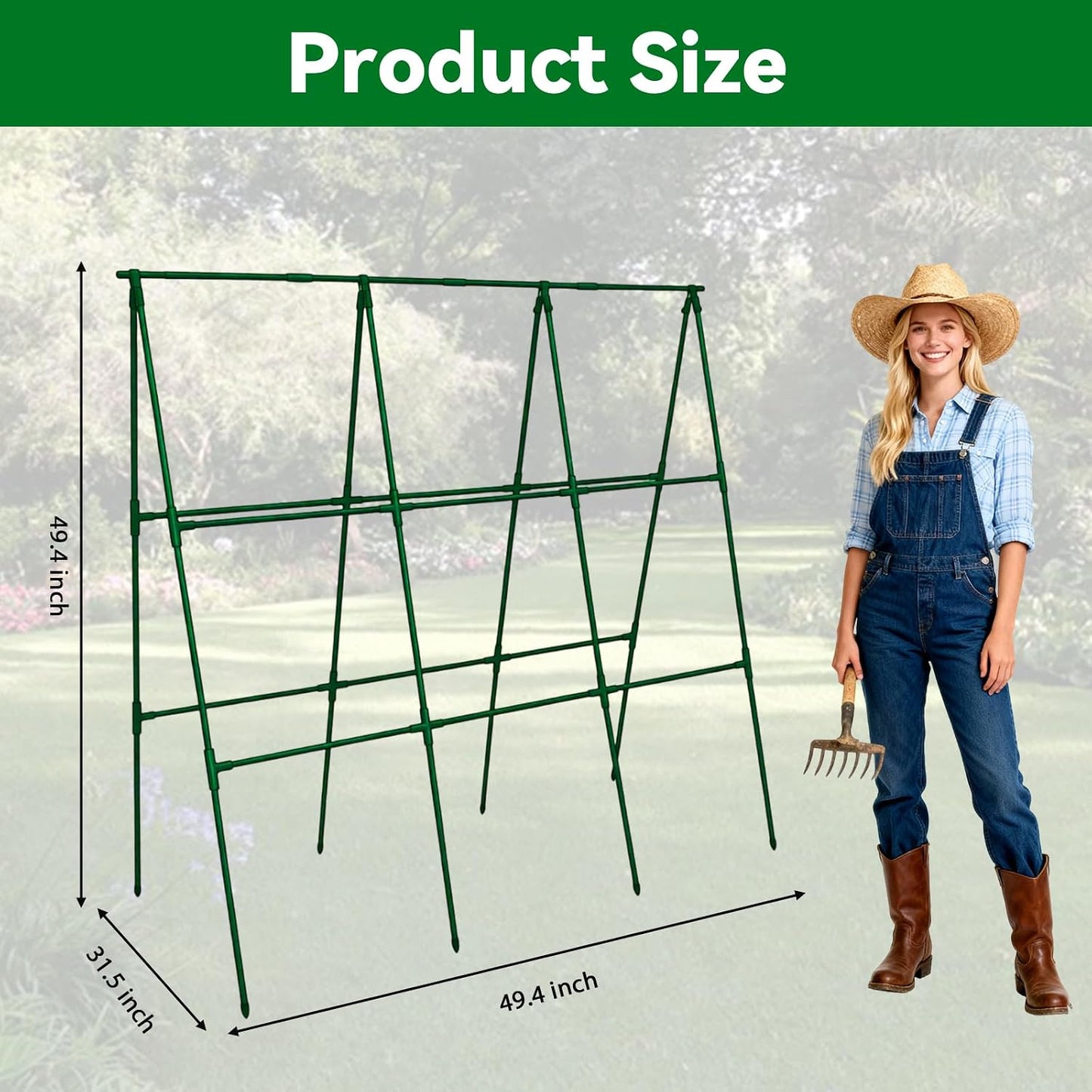 Cucumber Trellis - 49.4"*49.4" Metal Garden Trellis for Climbing Plants, Garden Trellis with Plastic-Coated Steel Pipe, A Frame Trellis for Cucumbers, Peas, Morning Glories(Black)