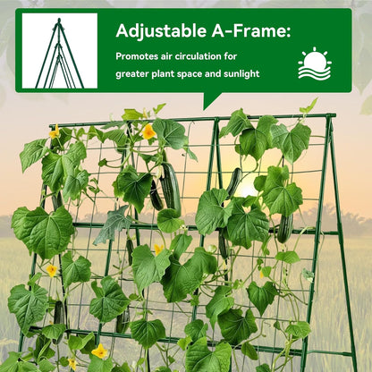 Cucumber Trellis - 49.4"*49.4" Metal Garden Trellis for Climbing Plants, Garden Trellis with Plastic-Coated Steel Pipe, A Frame Trellis for Cucumbers, Peas, Morning Glories(Black)