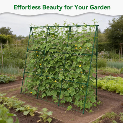 Cucumber Trellis - 49.4"*49.4" Metal Garden Trellis for Climbing Plants, Garden Trellis with Plastic-Coated Steel Pipe, A Frame Trellis for Cucumbers, Peas, Morning Glories(Black)