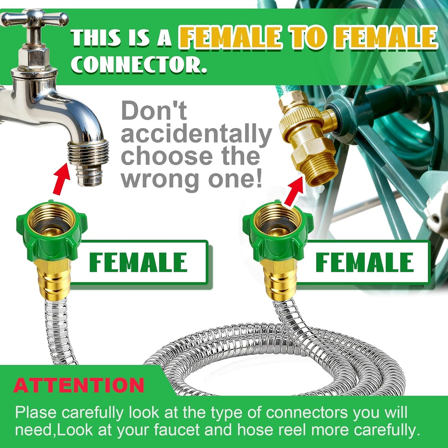 Female to Female Short Garden Hose Adapter 4FT,Hose Reel Connecting Hose