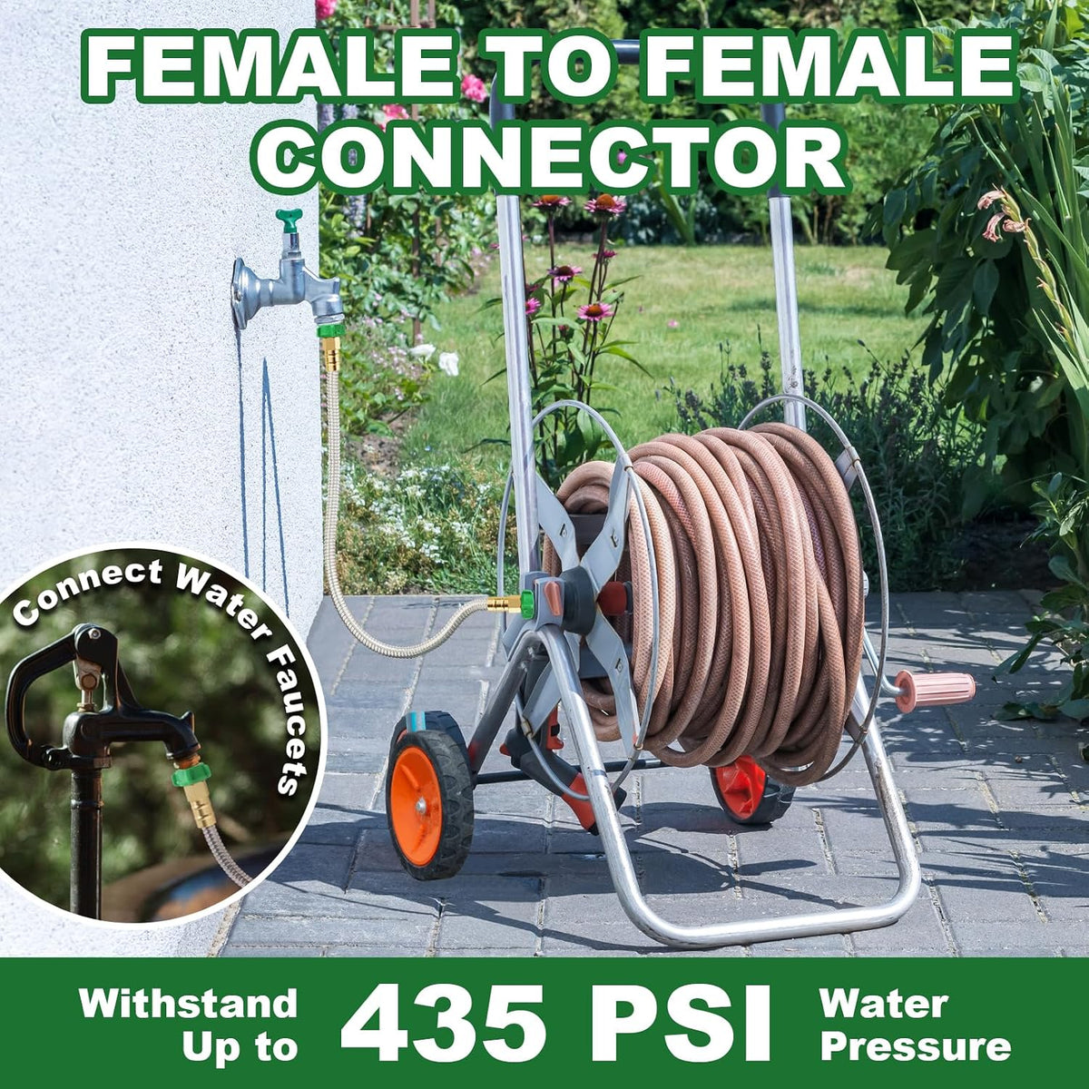 Female to Female Short Garden Hose Adapter 4FT,Hose Reel Connecting Hose