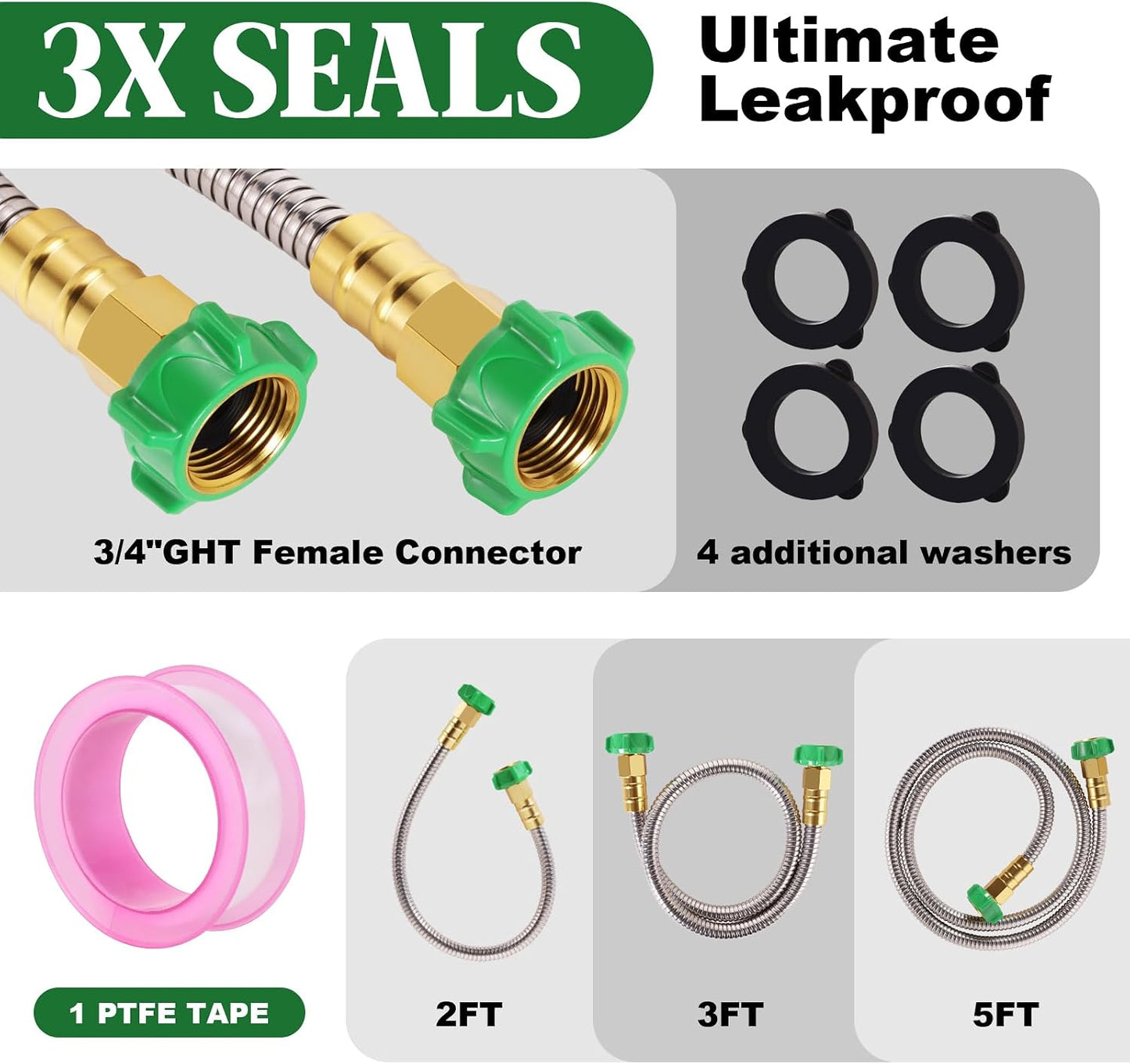 Female to Female Short Garden Hose Adapter 4FT,Hose Reel Connecting Hose