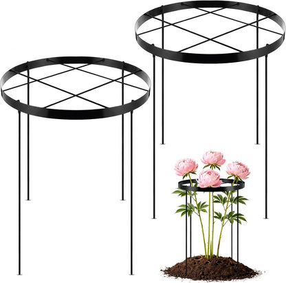 2 Pack 23.6'' x 15.8'' Large Peony Cage and Supports Durable Round Garden Flower Rings Tall Plant Support Stakes Cage for Outdoor Peonies Tomato Enhances Peony Planting Success Secure Grounding