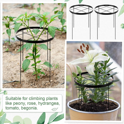 2 Pack 23.6'' x 15.8'' Large Peony Cage and Supports Durable Round Garden Flower Rings Tall Plant Support Stakes Cage for Outdoor Peonies Tomato Enhances Peony Planting Success Secure Grounding