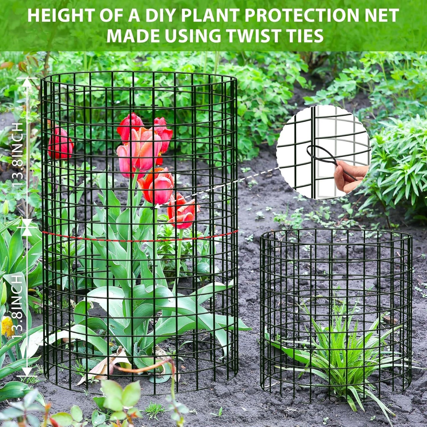 15Pcs Plant Protector from Animals: 5 Pack Metal Mesh Plant Cages to Keep Animals Out - Garden Protection Bunny Barricades from Chicken Squirrels Rabbits for Flowers Vegetables