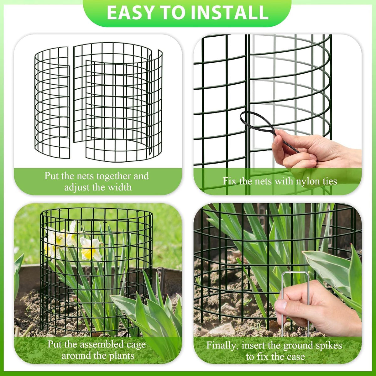 15Pcs Plant Protector from Animals: 5 Pack Metal Mesh Plant Cages to Keep Animals Out - Garden Protection Bunny Barricades from Chicken Squirrels Rabbits for Flowers Vegetables