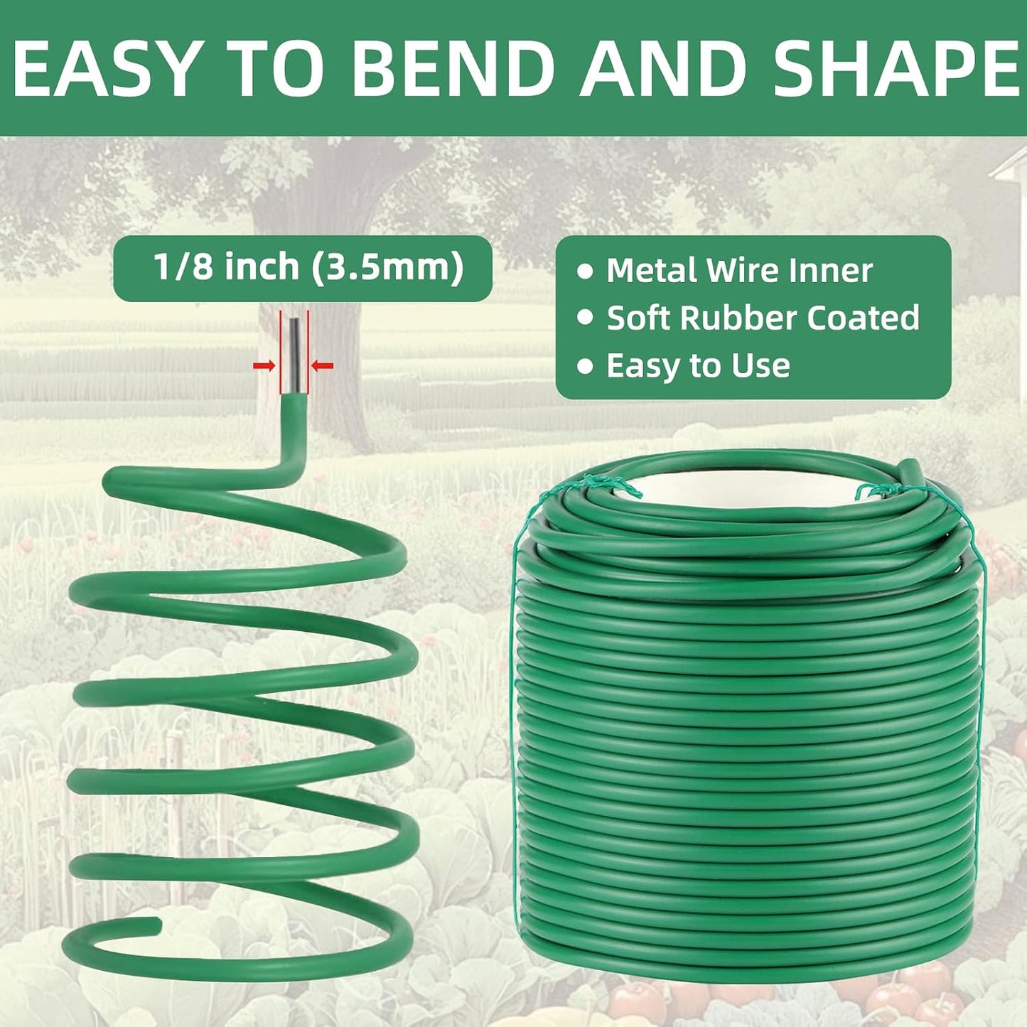 Garden Wire, 66FT Soft Plants Ties, 3.5mm Flexible Garden Ties for Climbing Plants, Vines Plant, Tomatoes, Flowers, Roses Plant Support