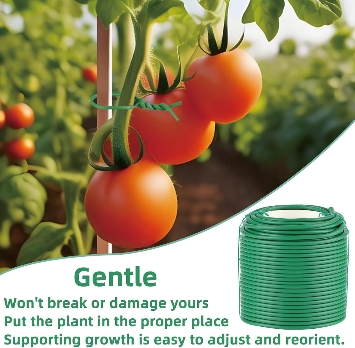 Garden Wire, 66FT Soft Plants Ties, 3.5mm Flexible Garden Ties for Climbing Plants, Vines Plant, Tomatoes, Flowers, Roses Plant Support