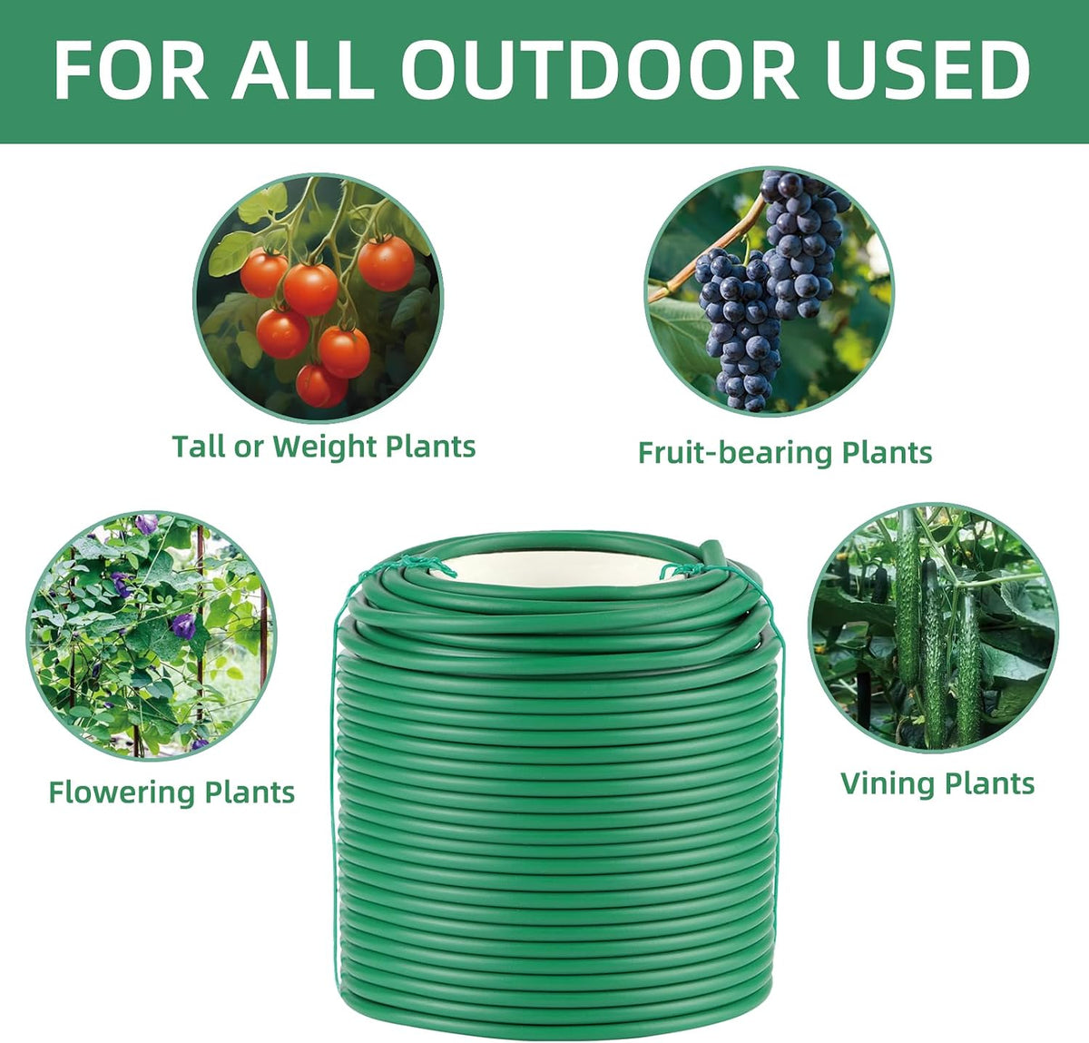 Garden Wire, 66FT Soft Plants Ties, 3.5mm Flexible Garden Ties for Climbing Plants, Vines Plant, Tomatoes, Flowers, Roses Plant Support