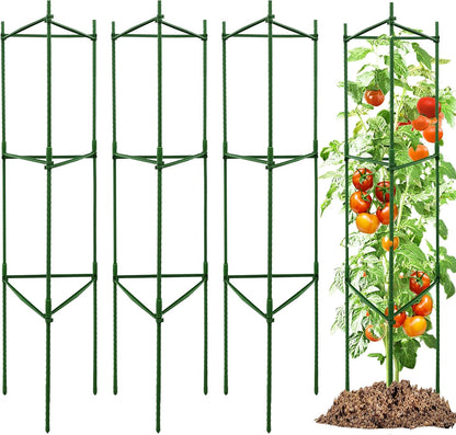 4-Pack 48-Inch Adjustable Tomato Cages, Heavy-Duty Metal Plant Support Trellis for Garden and Pots, DIY Tomato Stakes, Height Adjustable 16 to 192 Inches