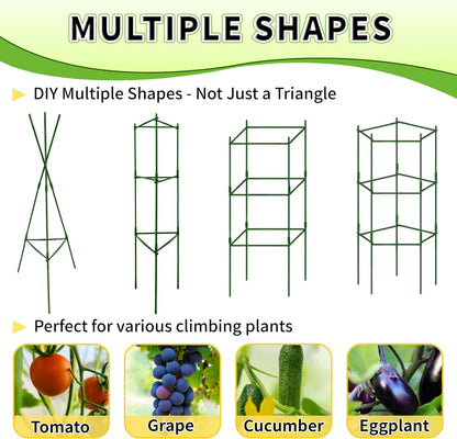 4-Pack 48-Inch Adjustable Tomato Cages, Heavy-Duty Metal Plant Support Trellis for Garden and Pots, DIY Tomato Stakes, Height Adjustable 16 to 192 Inches