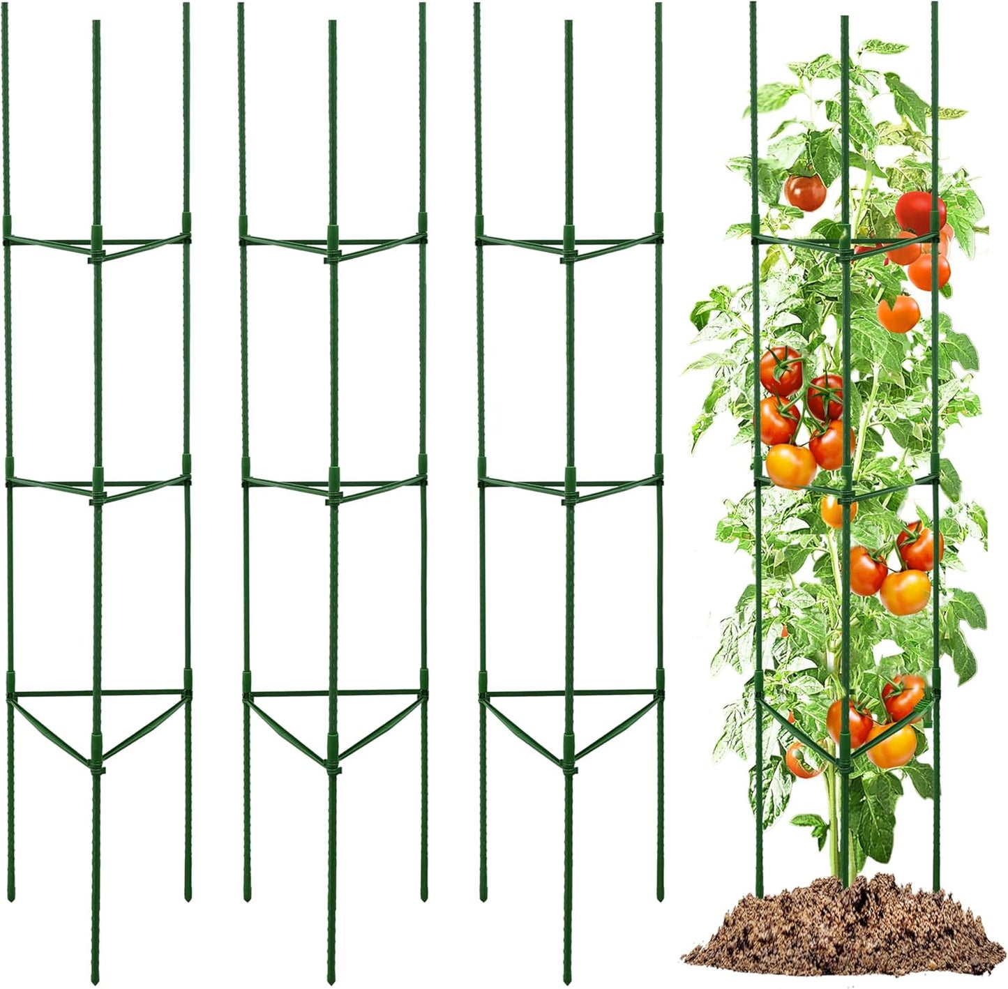 4-Pack 48-Inch Adjustable Tomato Cages, Heavy-Duty Metal Plant Support Trellis for Garden and Pots, DIY Tomato Stakes, Height Adjustable 16 to 192 Inches