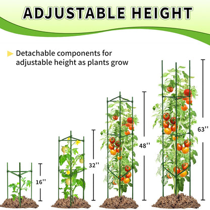 4-Pack 48-Inch Adjustable Tomato Cages, Heavy-Duty Metal Plant Support Trellis for Garden and Pots, DIY Tomato Stakes, Height Adjustable 16 to 192 Inches