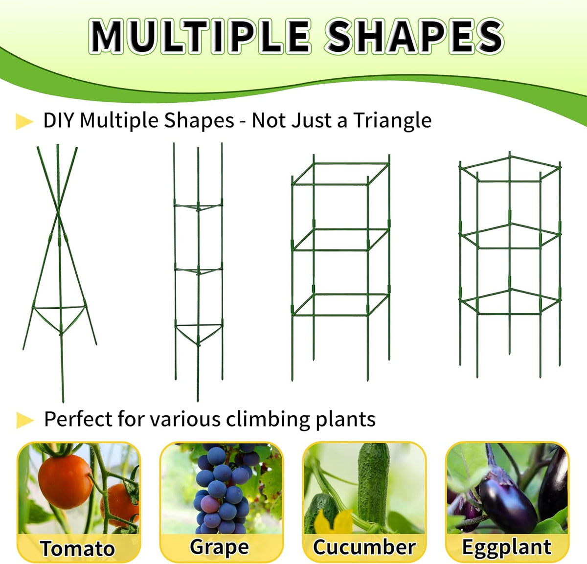 4-Pack 48-Inch Adjustable Tomato Cages, Heavy-Duty Metal Plant Support Trellis for Garden and Pots, DIY Tomato Stakes, Height Adjustable 16 to 192 Inches