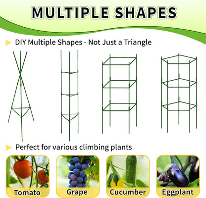 4-Pack 48-Inch Adjustable Tomato Cages, Heavy-Duty Metal Plant Support Trellis for Garden and Pots, DIY Tomato Stakes, Height Adjustable 16 to 192 Inches