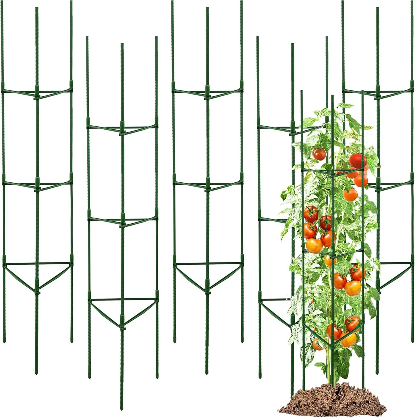 4-Pack 48-Inch Adjustable Tomato Cages, Heavy-Duty Metal Plant Support Trellis for Garden and Pots, DIY Tomato Stakes, Height Adjustable 16 to 192 Inches