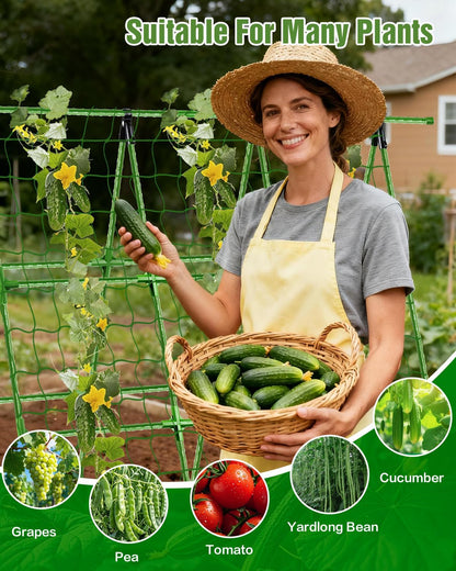 47"x57" Adjustable A-Frame Cucumber Trellis for Raised Beds with Net