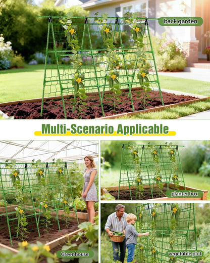 47"x57" Adjustable A-Frame Cucumber Trellis for Raised Beds with Net