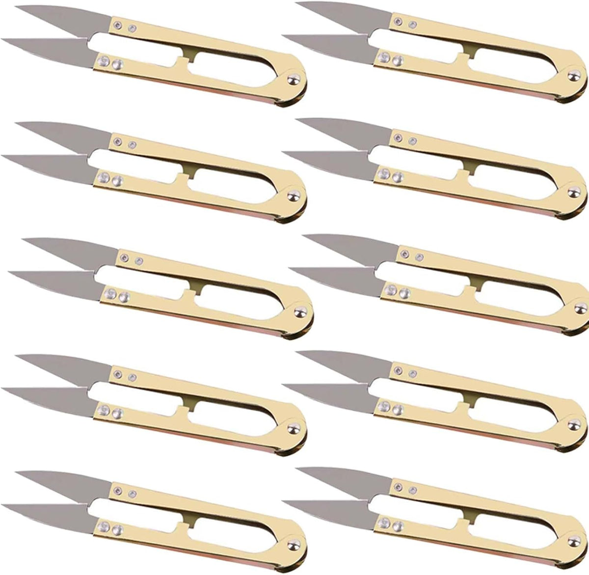 10PCS Golden Eagle Thread Clippers - All Metal, High-Carbon Steel, 4.25 Inch Multifunctional Scissors for Sewing, Quilting, Knitting, DIY, Jewelry, Bonsai (Golden)
