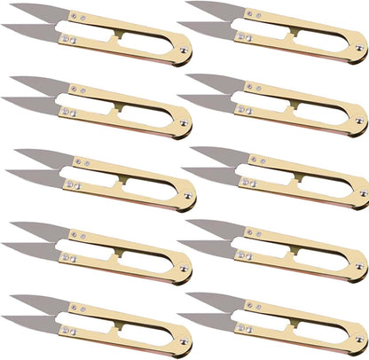10PCS Golden Eagle Thread Clippers - All Metal, High-Carbon Steel, 4.25 Inch Multifunctional Scissors for Sewing, Quilting, Knitting, DIY, Jewelry, Bonsai (Golden)