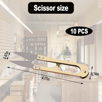 10PCS Golden Eagle Thread Clippers - All Metal, High-Carbon Steel, 4.25 Inch Multifunctional Scissors for Sewing, Quilting, Knitting, DIY, Jewelry, Bonsai (Golden)