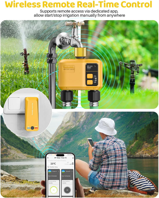 WiFi Water Timer 2 Outlet Garden, Brass Inlet