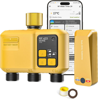 WiFi Water Timer 2 Outlet Garden, Brass Inlet
