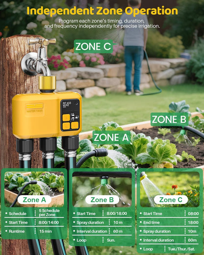 WiFi Water Timer 2 Outlet Garden, Brass Inlet