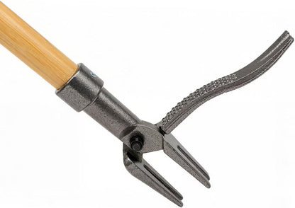 Weed Puller Tool, 44" Stand Up Heavy Duty Root Removal Garden Tools with 4 Claw Steel Head, Made with Real Bamboo & Long Wooden Handle - Easily Remove Weeds Without Bending, Kneeling, or Pulling