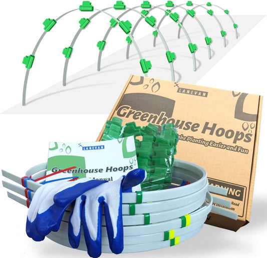Greenhouse Hoops for 2-4ft Wide Raised Beds, 6.56ft Long Super Bendable Fiberglass Garden Hoops, Weather Resistant Grow Tunnel Support Frame for Plant Row Cover, 6 Pcs