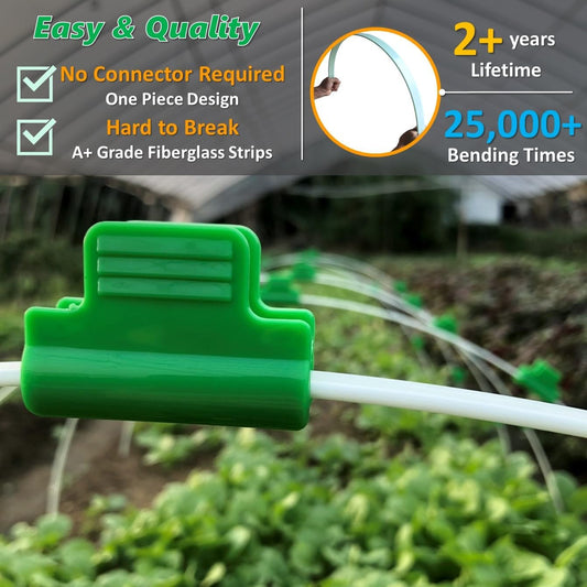 Greenhouse Hoops for 2-4ft Wide Raised Beds, 6.56ft Long Super Bendable Fiberglass Garden Hoops, Weather Resistant Grow Tunnel Support Frame for Plant Row Cover, 6 Pcs