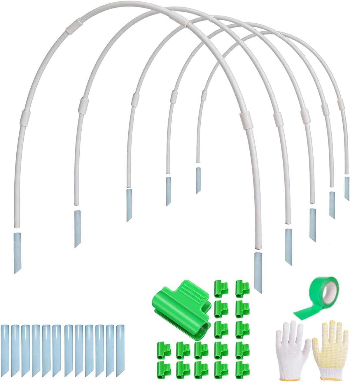 Greenhouse Hoops for 2-4ft Wide Raised Beds, 6.56ft Long Super Bendable Fiberglass Garden Hoops, Weather Resistant Grow Tunnel Support Frame for Plant Row Cover, 6 Pcs