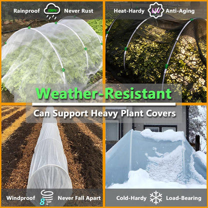 Greenhouse Hoops for 2-4ft Wide Raised Beds, 6.56ft Long Super Bendable Fiberglass Garden Hoops, Weather Resistant Grow Tunnel Support Frame for Plant Row Cover, 6 Pcs