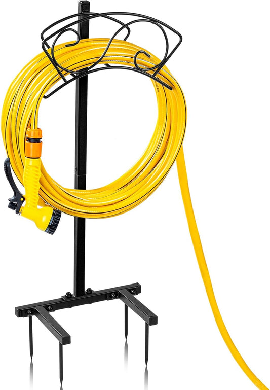 Garden Hose Holder Freestanding, Water Hose Holders for Outside with Sturdy 4 Spikes, Hose Reel Holds 150-feet Hose, Hose Hanger Hose Storage for Yard, Lawn, Farm