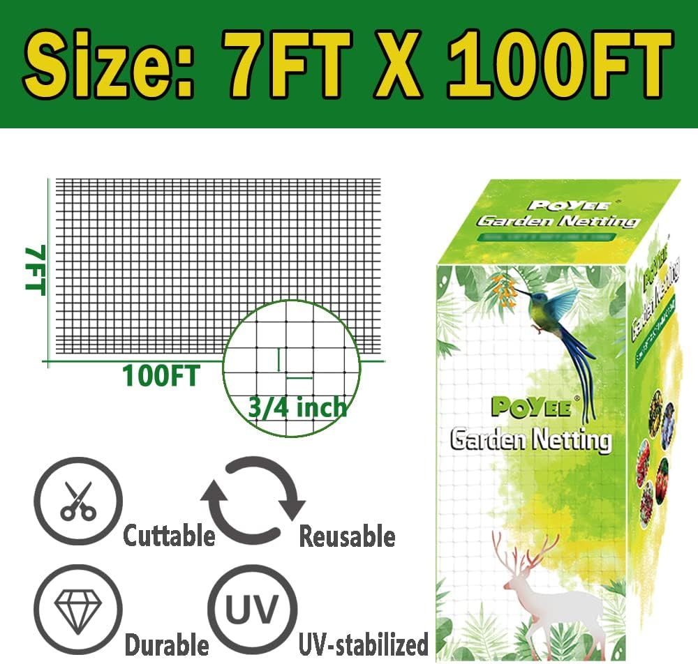 Bird Netting, 7.5x100FT Heavy Duty Garden Netting