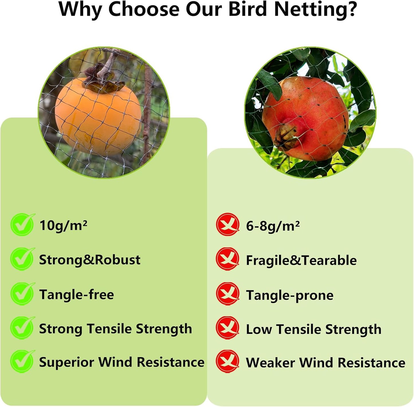 Bird Netting, 7.5x100FT Heavy Duty Garden Netting