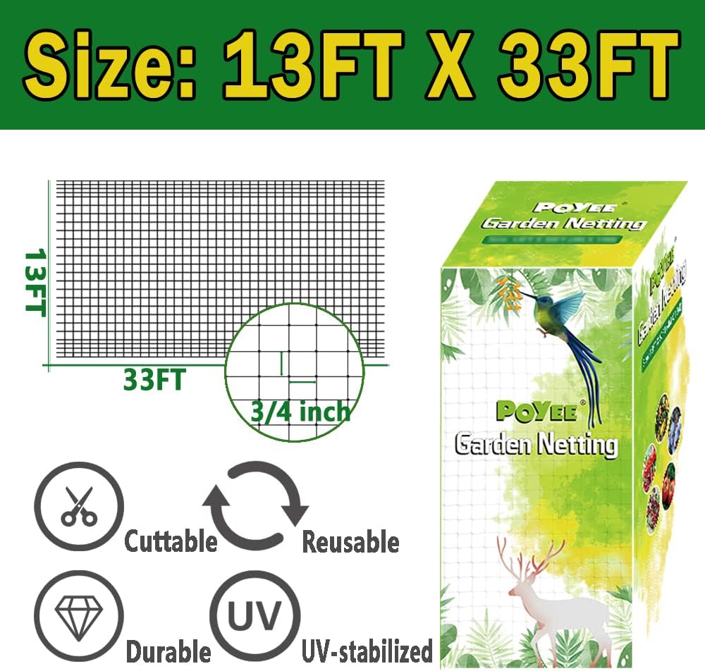 Bird Netting, 7.5x100FT Heavy Duty Garden Netting