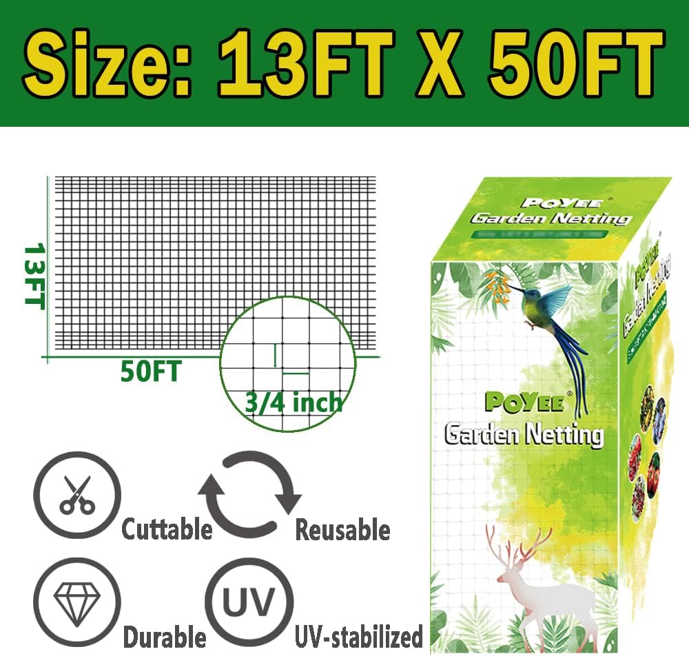 Bird Netting, 7.5x100FT Heavy Duty Garden Netting