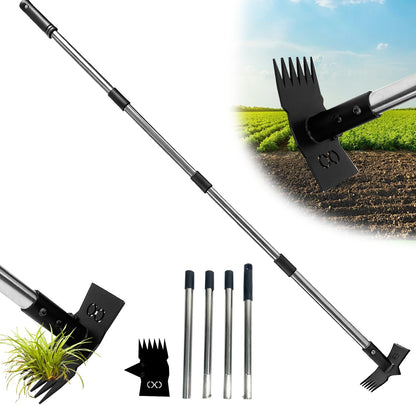 Weed Puller Tool with Long Handle 3 in 1 Manual Garden Hoe Heavy Duty Weeder Remover Tool for Yard, Lawn, Patio and Garden