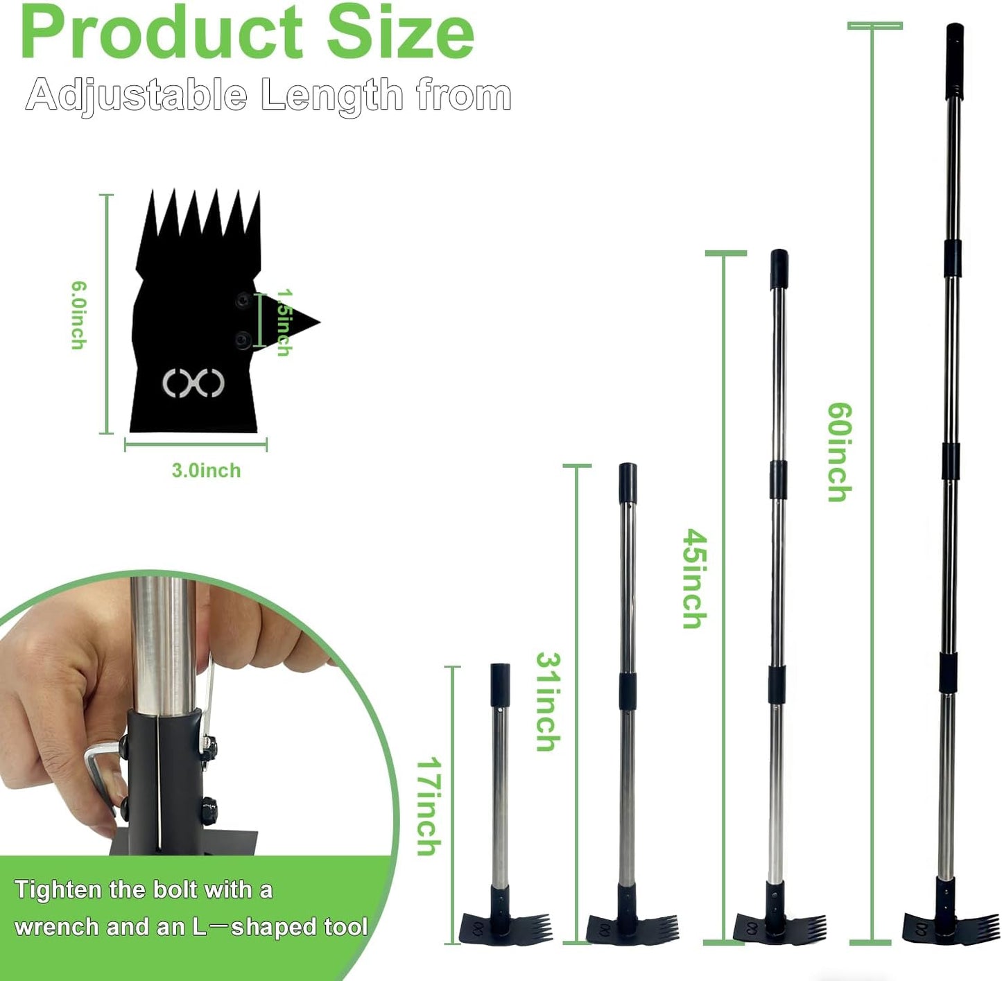 Weed Puller Tool with Long Handle 3 in 1 Manual Garden Hoe Heavy Duty Weeder Remover Tool for Yard, Lawn, Patio and Garden