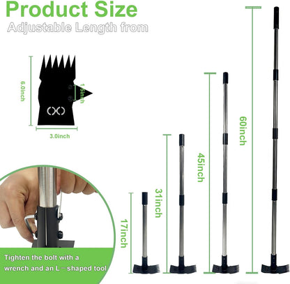 Weed Puller Tool with Long Handle 3 in 1 Manual Garden Hoe Heavy Duty Weeder Remover Tool for Yard, Lawn, Patio and Garden