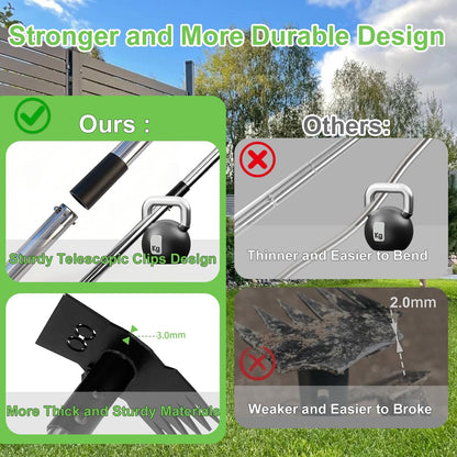 Weed Puller Tool with Long Handle 3 in 1 Manual Garden Hoe Heavy Duty Weeder Remover Tool for Yard, Lawn, Patio and Garden